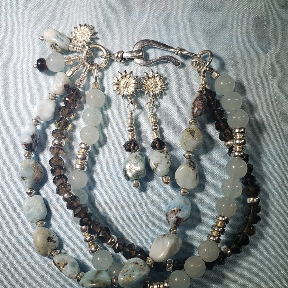 Sterling multi strand bracelet and earrings